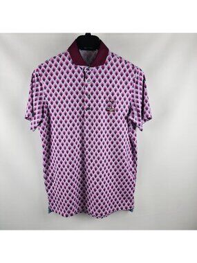 Greyson Kingshbarns Shirt Men Small Multi Geometric Windflower Fan S/S Golf Polo
